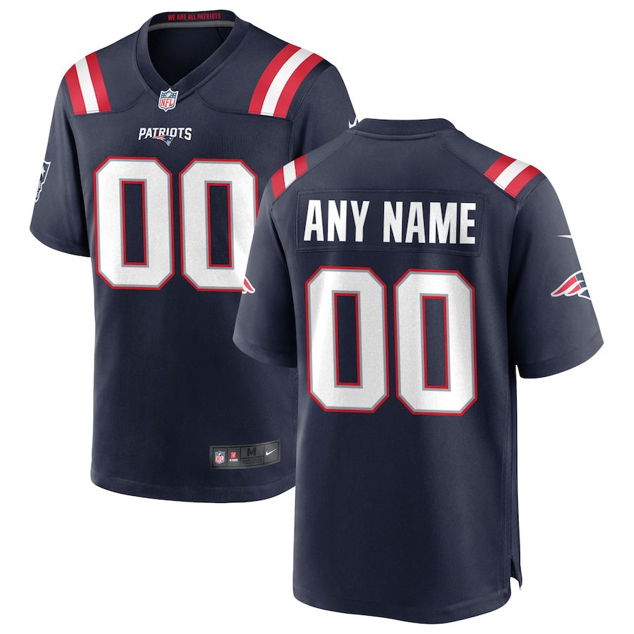 Men New England Patriots Nike Navy Custom Game NFL Jersey
